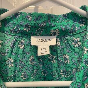 J. Crew Green and Purple Paisley Dress